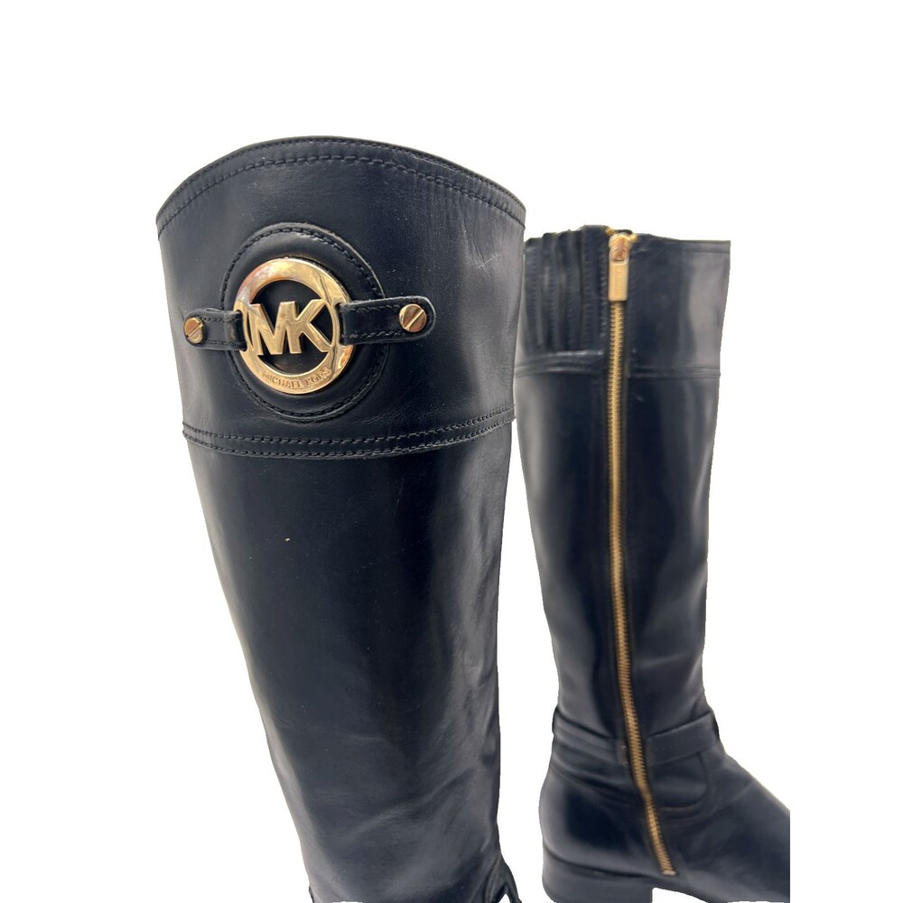 MICHAEL KORS STOCKARD LEATHER TALL RIDING BOOT BLACK SZ 5.5 WIDE CALF - Picture 4 of 16